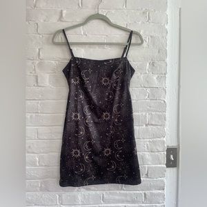 UO | moon and stars satin mini dress | small